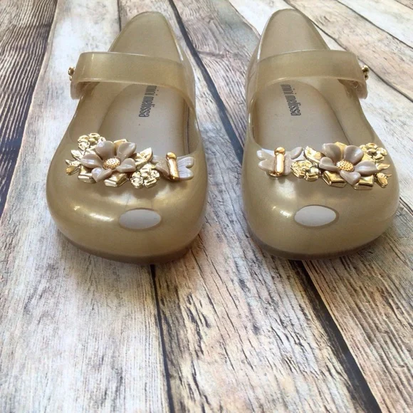 NEW Mini Melissa Ultra Girl Chrome Flower Shoes - Picture 4 of 6